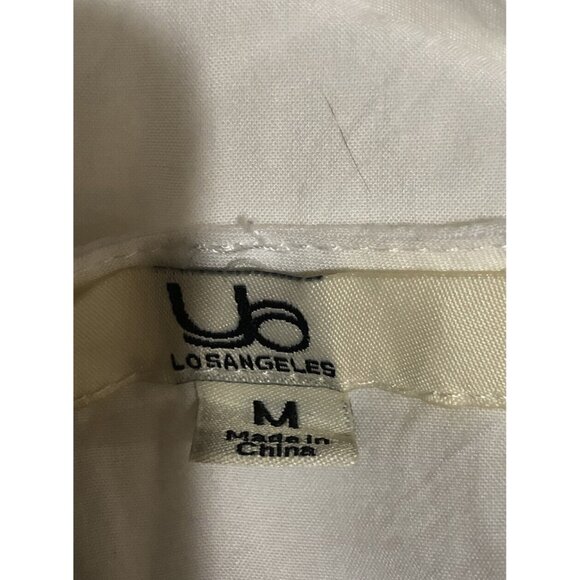 Ua Losangeles ~ Short Sleeve Roll Tab Blouse~ Size Medium ~ Off White - Picture 6 of 7